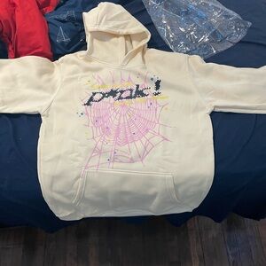 Cream and Pink Performance Jacket with Graphic Design